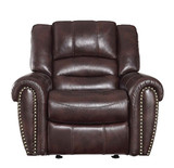 Homelegance Center Hill Glider Reclining Leather Gel Match Chair, Dark Brown