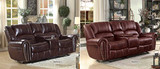Homelegance Center Hill 83" Double Glider Reclining Loveseat With Console, Dark Brown Leather Gel Match