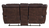 Homelegance Center Hill 83" Double Glider Reclining Loveseat With Console, Dark Brown Leather Gel Match