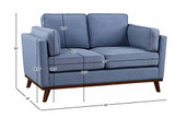 Homelegance Bedos 62" Upholstered, Blue Fabric Loveseat,