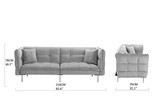 Divano Roma Furniture Collection - Modern Plush Tufted Velvet Fabric Splitback Living Room Sleeper Futon (Light Grey)