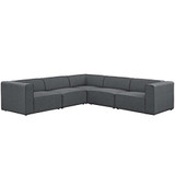 Modway Mingle Contemporary Modern 5-Piece Sectional Sofa Set in Gray