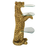 Design Toscano Royal Egyptian Cheetah Sculptural Glass-Shelved Pedestal Table, full color