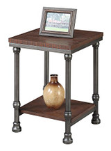 Convenience Concepts Yukon End Table, Dark Rustic Oak/Brushed Metal
