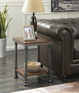 Convenience Concepts Yukon End Table, Dark Rustic Oak/Brushed Metal