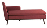 Christopher Knight Home Stormi Mid-Century Modern Fabric Chaise Lounge, Red / Walnut