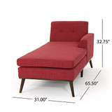Christopher Knight Home Stormi Mid-Century Modern Fabric Chaise Lounge, Red / Walnut