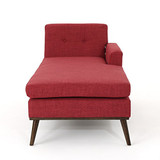 Christopher Knight Home Stormi Mid-Century Modern Fabric Chaise Lounge, Red / Walnut