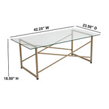 Flash Furniture Mar Vista Collection Glass Coffee Table with Matte Gold Frame