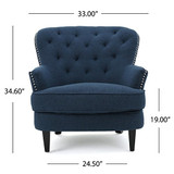 Christopher Knight Home CKH Diamond Tufted Fabric Club Chair, Dark Blue