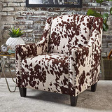 Christopher Knight Home Elysabeth Studded Velvet Club Chair, Milk Cow / Dark Brown