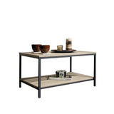 Home Square 3 Piece Living Room Coffee Table Set with Industrial Look Coffee Table and 2 End Tables in Charter Oak