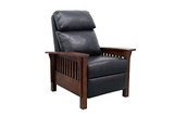 BarcaLounger Mission Manual Push Back Leather Recliner Chair Shoreham Blue