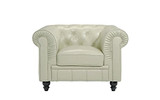 Divano Roma Classic Chesterfield Scroll Arm Tufted Leather Match Accent Chair (Beige)