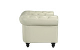 Divano Roma Classic Chesterfield Scroll Arm Tufted Leather Match Accent Chair (Beige)