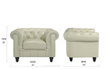 Divano Roma Classic Chesterfield Scroll Arm Tufted Leather Match Accent Chair (Beige)