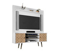 Manhattan Comfort Liberty Complete Living Room Entertainment Center And Tv Stand, White/3D Brown
