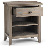 Simpli Home Artisan SOLID WOOD 24 inch Wide Contemporary Bedside Nightstand Table in Distressed Grey