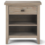 Simpli Home Artisan SOLID WOOD 24 inch Wide Contemporary Bedside Nightstand Table in Distressed Grey