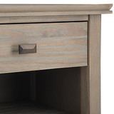 Simpli Home Artisan SOLID WOOD 24 inch Wide Contemporary Bedside Nightstand Table in Distressed Grey