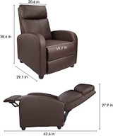 Homall Single Recliner Chair Padded Seat PU Leather Living Room Sofa Recliner Modern Recliner Seat Club Chair Home Theater Seating (Brown)