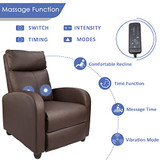 Homall Single Recliner Chair Padded Seat PU Leather Living Room Sofa Recliner Modern Recliner Seat Club Chair Home Theater Seating (Brown)