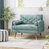 Christopher Knight Home Nour Fabric Mid-Century Modern Club Chair, Blue, Natural