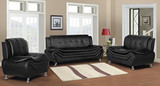 Container Furniture Direct Arul Leather Air Upholstered Mid Century Modern Set with 77.5" Sofa and Loveseat, Black