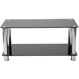 Flash Furniture Riverside Collection 3 Piece Coffee and End Table Set with Black Glass Tops and Stainless Steel Frames