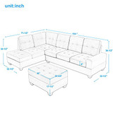 Harper & Bright Designs Sectional Sofa 3 Piece Sofa Sets Couches with Reversible Chaise Lounge Storage Ottoman and Cup Holders for Living Room (Brown)