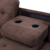 Harper & Bright Designs Sectional Sofa 3 Piece Sofa Sets Couches with Reversible Chaise Lounge Storage Ottoman and Cup Holders for Living Room (Brown)