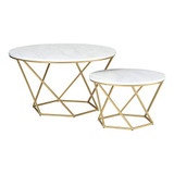 WE Furniture Modern Round Nesting Coffee Accent Table Living Room, Set Of 2, White Marble, Gold WE Furniture Modern Round Nesting Coffee Accent Table Living Room, Set Of 2, White Marble, Gold
