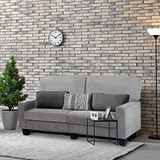 Giantex Sofa Couch Loveseat Fabric Upholstered Removable Back Seat Cushion Modern Home Living Room Furniture Set Bedroom Sofa (Gray)
