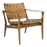 Safavieh Couture Home Dilan Brown Leather Weave and Light Brown Safari Accent Chair