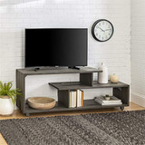 Pemberly Row 60" Modern Rustic Solid Wood TV Stand Console in Grey