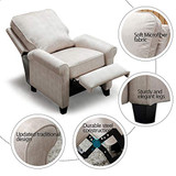 ANJ Recliner Chair Roll Arm Push Back Recliner with Back Cushion for Living Room (Cream)