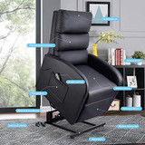 Homall Electric Power Lift Recliner Chair Sofa PU Leather Home Recliner for Elderly Classic Lounge Chair Living Room Chair with Safety Motion Reclining Mechanism (Black)