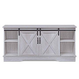 BELLEZE Modern Farmhouse 58" Sliding TV Stand Console with Storage for TVs Up to 65", Sargent Oak