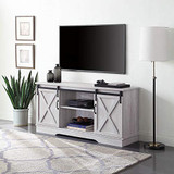 BELLEZE Modern Farmhouse 58" Sliding TV Stand Console with Storage for TVs Up to 65", Sargent Oak