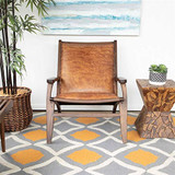 ASHCROFT Mid-Century Modern Walnut Margot Genuine Leather Lounge Chair