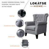 Mid-Century Modern Accent Fabric Arm Chair Comfy Upholstered Single Sofa for Living Room Furniture, Gray（Style2）