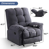 ANJ Rocker Recliner Chair Adjustable Overstuffed Fabric Manual Reclining Chair Soft Contemporary Sofa for Living Room(Navy)