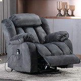 ANJ Power Massage Lift Recliner Chair with Heat & Vibration for Elderly, Heavy Duty and Safety Motion Reclining Mechanism - Antiskid Fabric Sofa Contempoary Overstuffed Design (Grey)