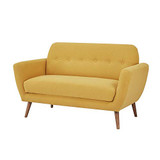 GIA Mid Century Sofa, Love Seat, Yellow Linen