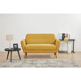 GIA Mid Century Sofa, Love Seat, Yellow Linen