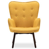 BELLEZE Mid-Century Modern Tufted Lounge Chair and Ottoman Upholstered Linen with Wood Legs, Yellow BELLEZE Mid-Century Modern Tufted Lounge Chair and Ottoman Upholstered Linen with Wood Legs, Yellow