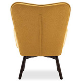 BELLEZE Mid-Century Modern Tufted Lounge Chair and Ottoman Upholstered Linen with Wood Legs, Yellow BELLEZE Mid-Century Modern Tufted Lounge Chair and Ottoman Upholstered Linen with Wood Legs, Yellow
