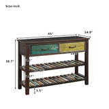 Retro Console Table for Entryway with Drawers and Shelf Living Room Furniture (Multicolor)
