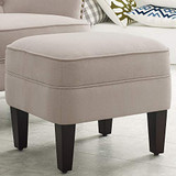 Rosevera Gustavo Collection Fabric Nailhead Club, Contemporary Accent Chairs, Ivory with Ottoman