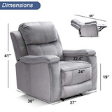 ANJ Recliner Chair with Pullable Cup Holders, Soft Microfiber Plush Modern Reclining Chair for Living Room Single Sofa Home Theater Seating (Light Grey)